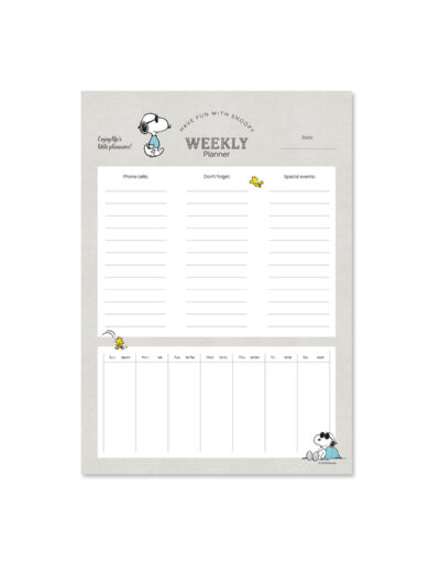 בלוק תכנון שבועי | סנופי | אפור