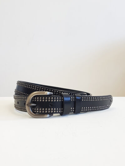Leather belt | RIVETS | Black