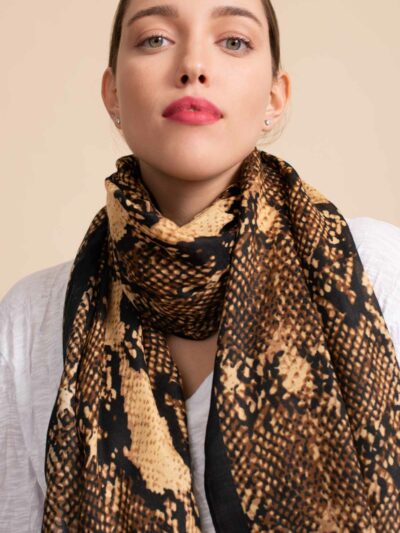 Scarf | Snake print | Brown